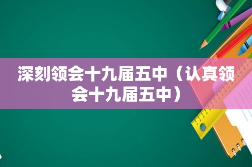 深刻领会十九届五中（认真领会十九届五中）