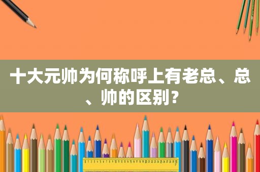 十大元帅为何称呼上有老总、总、帅的区别？