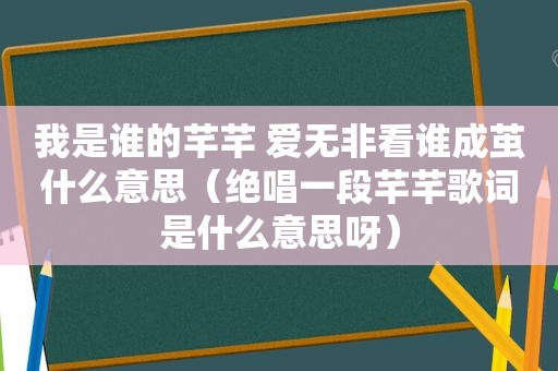 我是谁的芊芊 爱无非看谁成茧什么意思（绝唱一段芊芊歌词是什么意思呀）