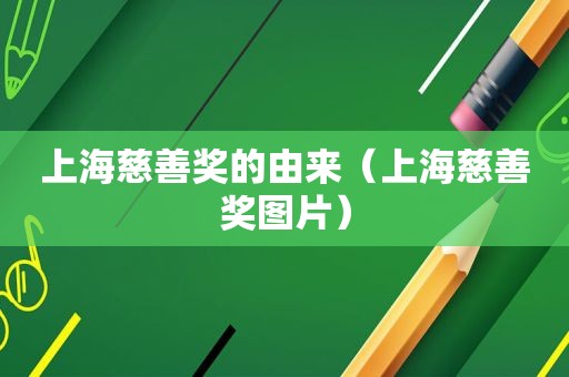 上海慈善奖的由来（上海慈善奖图片）