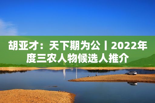 胡亚才：天下期为公丨2022年度三农人物候选人推介