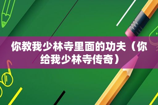 你教我少林寺里面的功夫（你给我少林寺传奇）