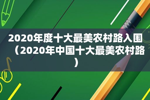 2020年度十大最美农村路入围（2020年中国十大最美农村路）
