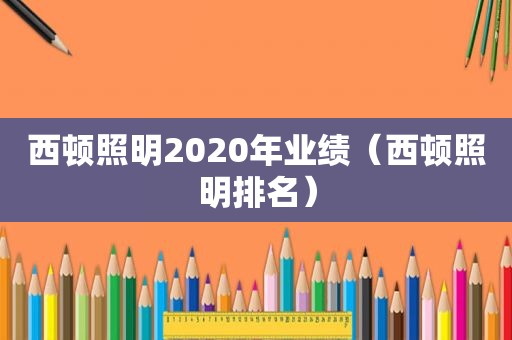 西顿照明2020年业绩（西顿照明排名）