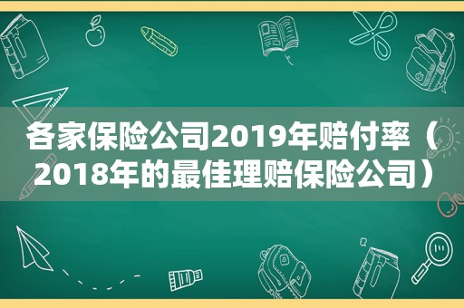 各家保险公司2019年赔付率（2018年的最佳理赔保险公司）