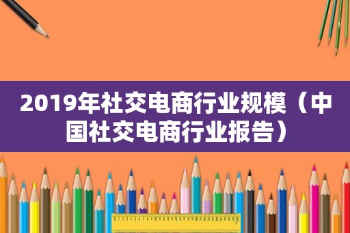 2019年社交电商行业规模（中国社交电商行业报告）