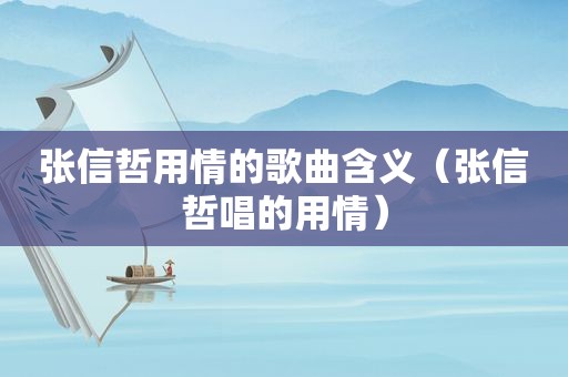 张信哲用情的歌曲含义（张信哲唱的用情）