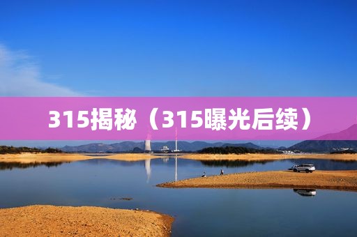 315揭秘（315曝光后续）
