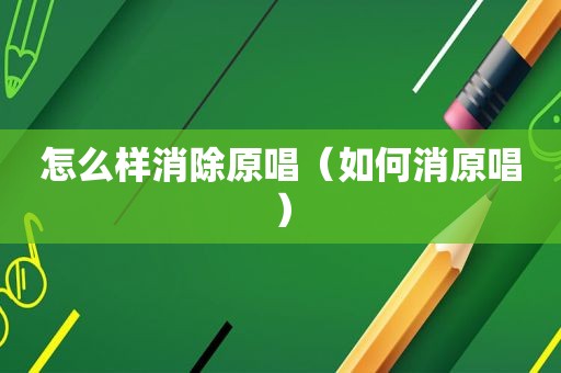 怎么样消除原唱（如何消原唱）