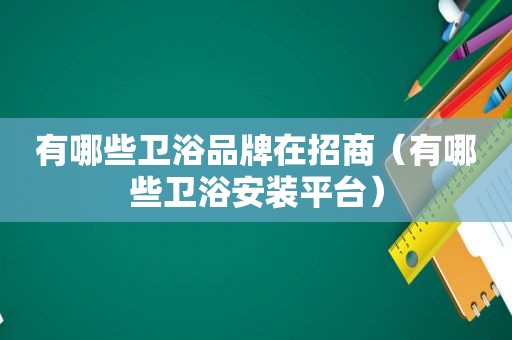 有哪些卫浴品牌在招商（有哪些卫浴安装平台）