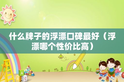 什么牌子的浮漂口碑最好（浮漂哪个性价比高）