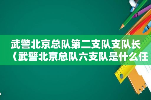 武警北京总队第二支队支队长（武警北京总队六支队是什么任务?）