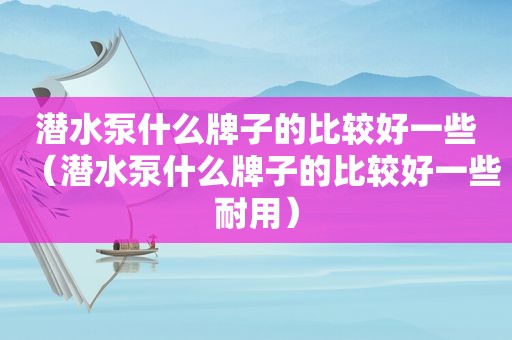 潜水泵什么牌子的比较好一些（潜水泵什么牌子的比较好一些耐用）