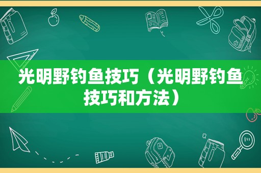 光明野钓鱼技巧（光明野钓鱼技巧和方法）
