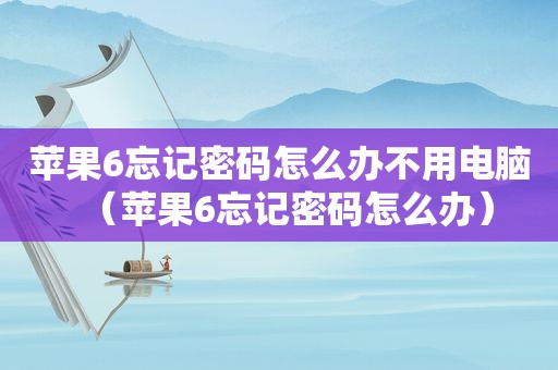 苹果6忘记密码怎么办不用电脑（苹果6忘记密码怎么办）