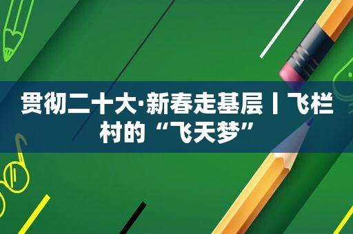 贯彻二十大·新春走基层丨飞栏村的“飞天梦”