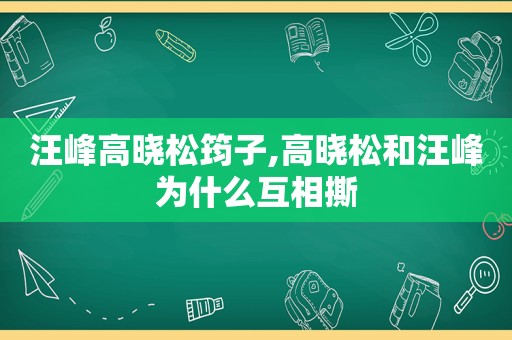 汪峰高晓松筠子,高晓松和汪峰为什么互相撕