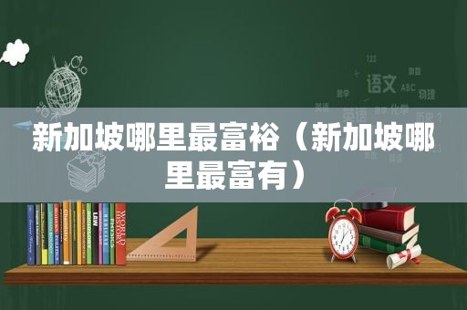新加坡哪里最富裕（新加坡哪里最富有）