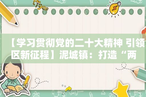 【学习贯彻党的二十大精神 引领区新征程】泥城镇：打造“两区叠加新高地、产城融合新标杆”