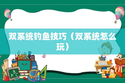 双系统钓鱼技巧（双系统怎么玩）