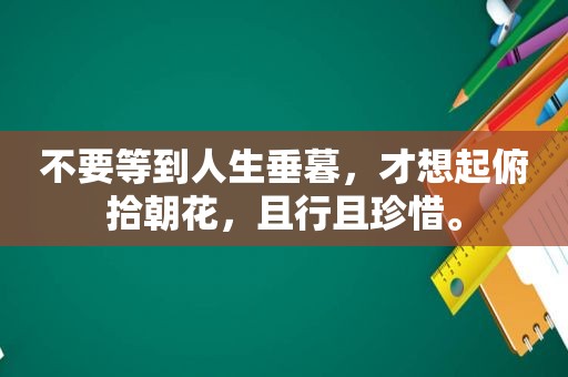 不要等到人生垂暮，才想起俯拾朝花，且行且珍惜。