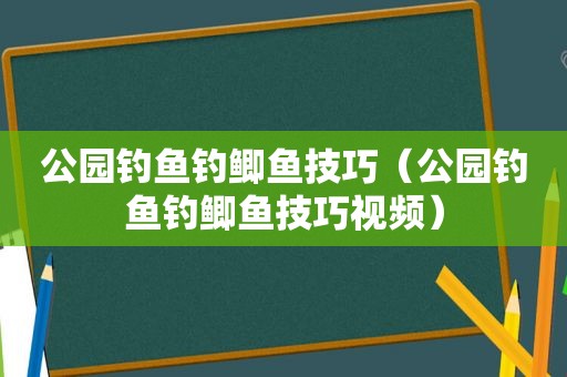 公园钓鱼钓鲫鱼技巧（公园钓鱼钓鲫鱼技巧视频）