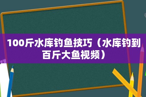 100斤水库钓鱼技巧（水库钓到百斤大鱼视频）