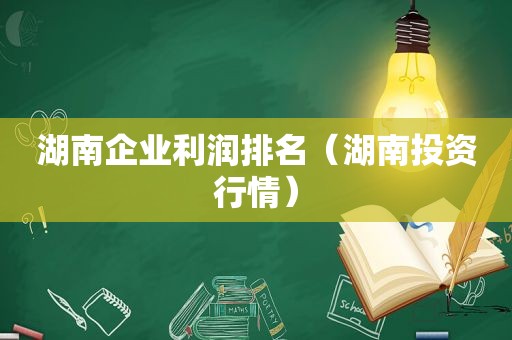 湖南企业利润排名（湖南投资行情）