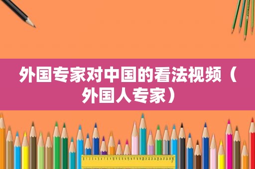 外国专家对中国的看法视频（外国人专家）