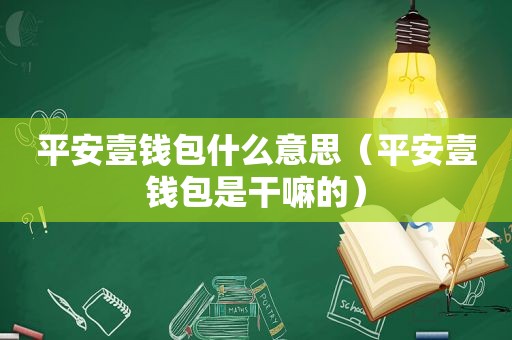 平安壹钱包什么意思（平安壹钱包是干嘛的）