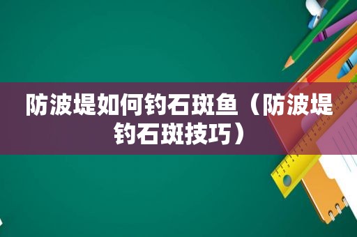 防波堤如何钓石斑鱼（防波堤钓石斑技巧）