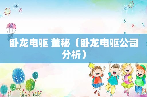 卧龙电驱 董秘（卧龙电驱公司分析）