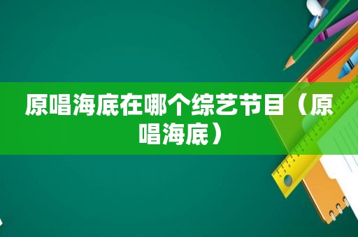 原唱海底在哪个综艺节目（原唱海底）