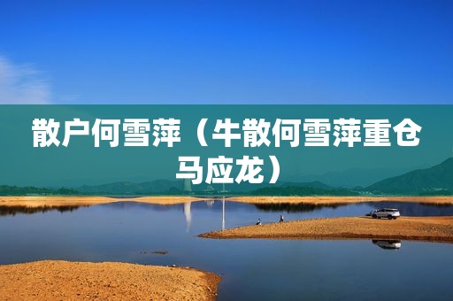 散户何雪萍（牛散何雪萍重仓马应龙）