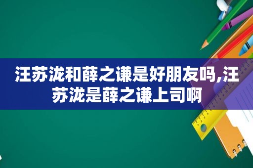 汪苏泷和薛之谦是好朋友吗,汪苏泷是薛之谦上司啊