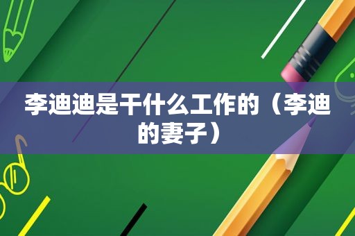 李迪迪是干什么工作的（李迪的妻子）