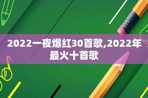 2022一夜爆红30首歌,2022年最火十首歌