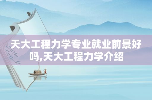 天大工程力学专业就业前景好吗,天大工程力学介绍