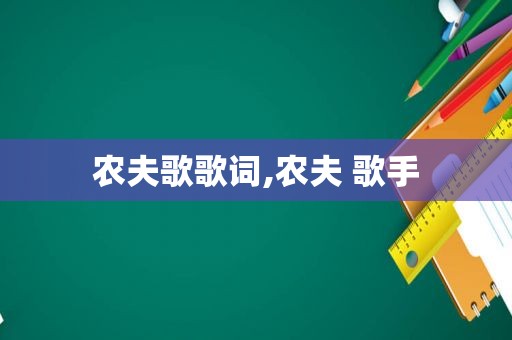 农夫歌歌词,农夫 歌手