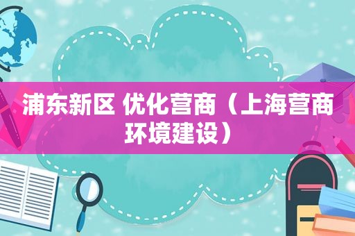 浦东新区 优化营商（上海营商环境建设）