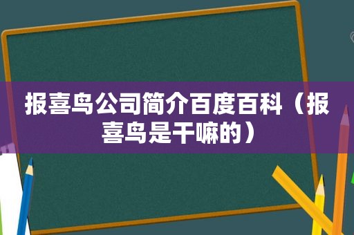 报喜鸟公司简介百度百科（报喜鸟是干嘛的）