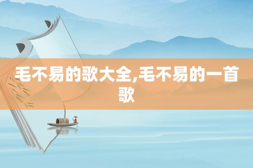 毛不易的歌大全,毛不易的一首歌