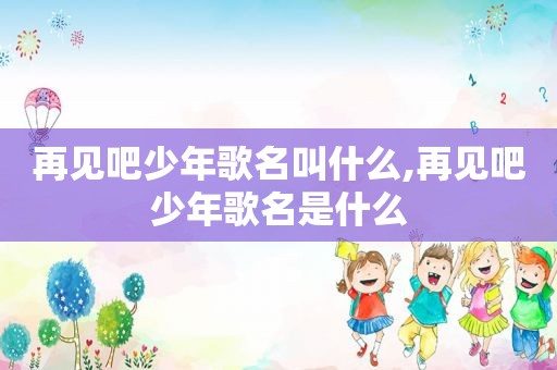 再见吧少年歌名叫什么,再见吧少年歌名是什么