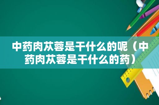 中药肉苁蓉是干什么的呢（中药肉苁蓉是干什么的药）