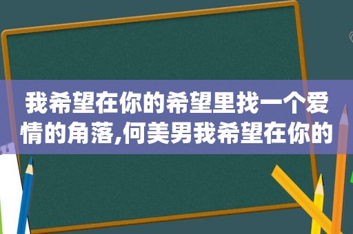 我希望在你的希望里找一个爱情的角落,何美男我希望在你的shopping里歌词
