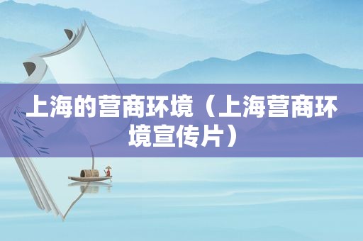 上海的营商环境（上海营商环境宣传片）
