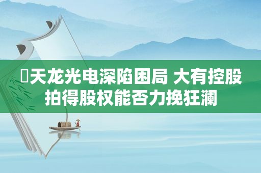 ​天龙光电深陷困局 大有控股拍得股权能否力挽狂澜