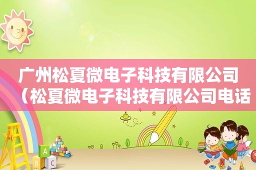 广州松夏微电子科技有限公司（松夏微电子科技有限公司电话）