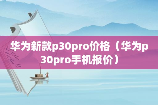 华为新款p30pro价格（华为p30pro手机报价）
