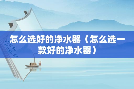 怎么选好的净水器（怎么选一款好的净水器）